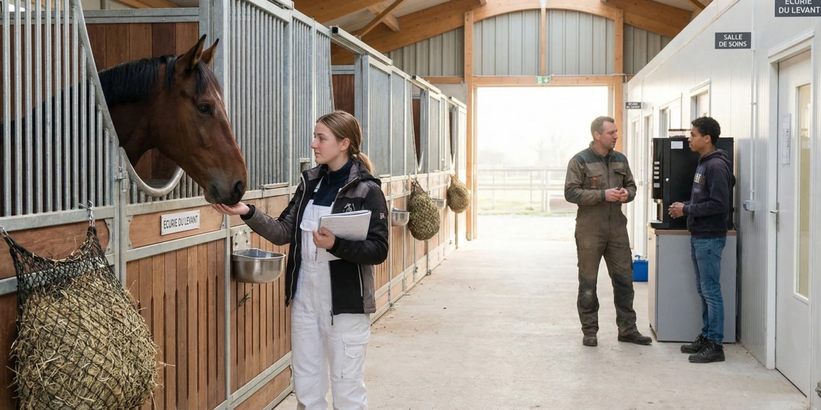 CAPA Lad-cavalier en Alternance : AFASEC et Salaires 2026 Jeune apprenti en écurie de courses préparant un cheval pour la sortie sur piste